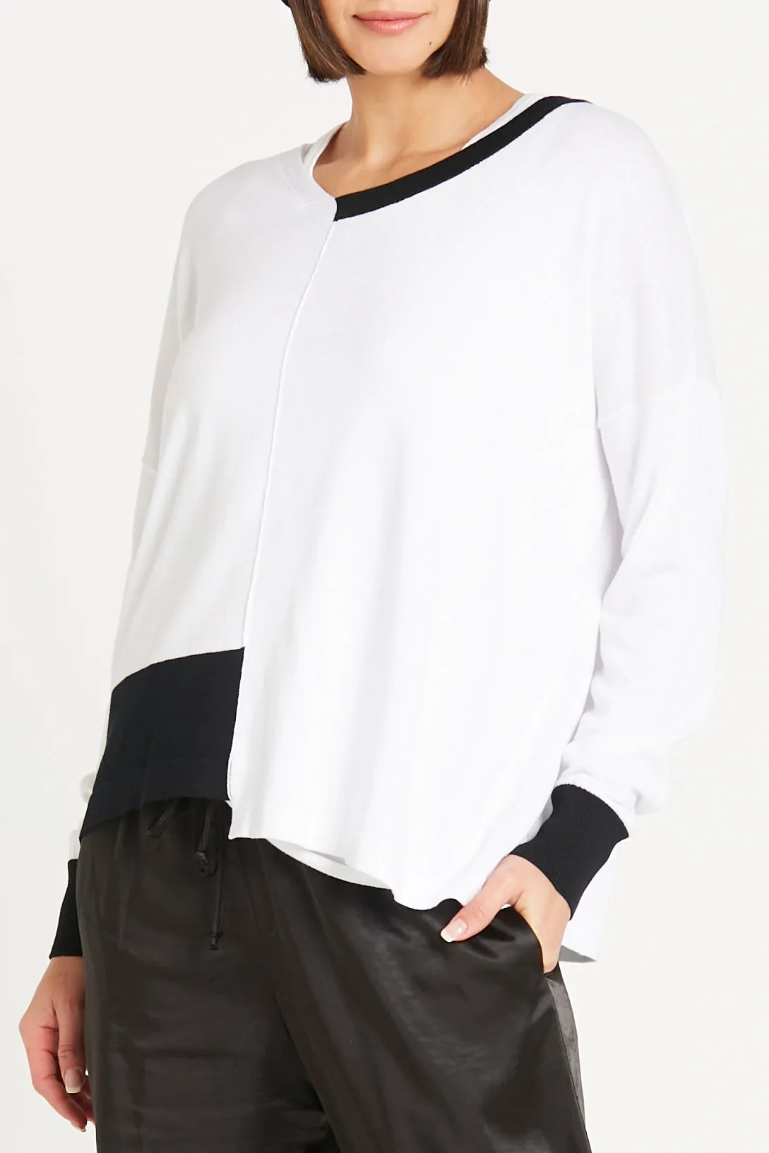 Pima Cotton Half Way V Neck Sweater
