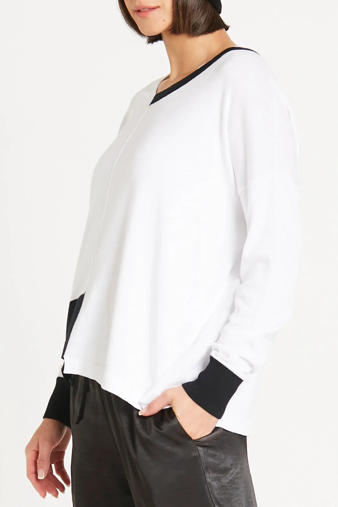 Pima Cotton Half Way V Neck Sweater