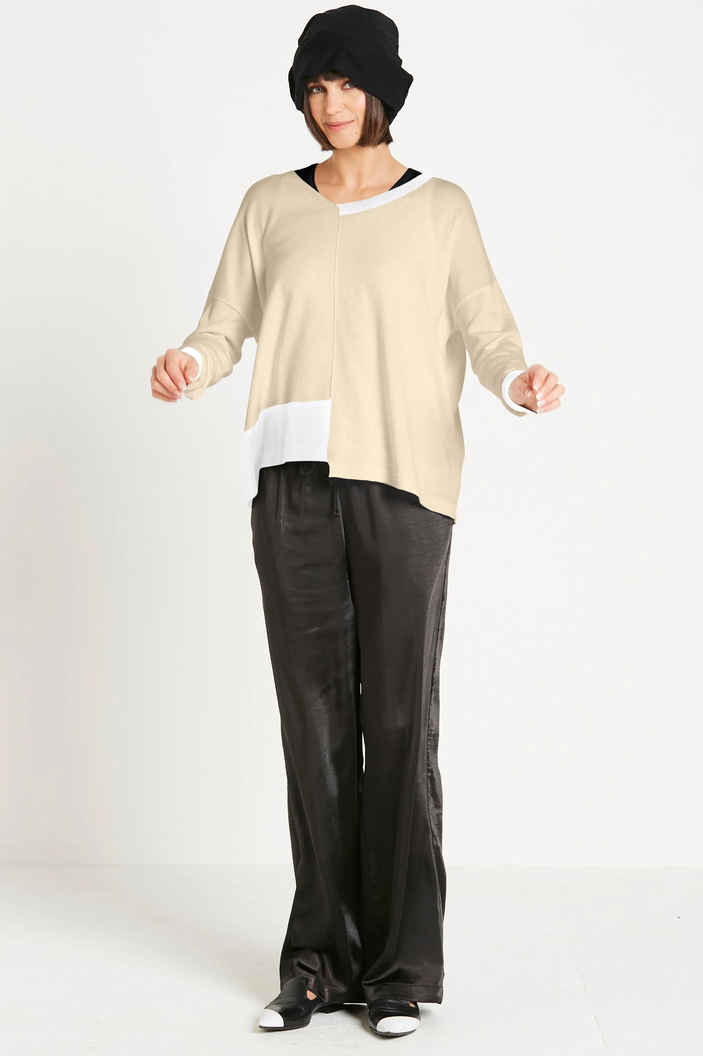 Pima Cotton Half Way V Neck Sweater