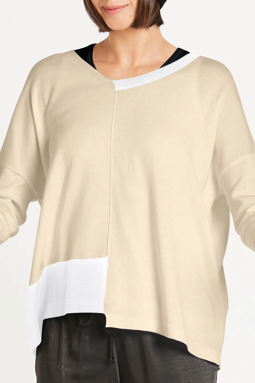 Pima Cotton Half Way V Neck Sweater