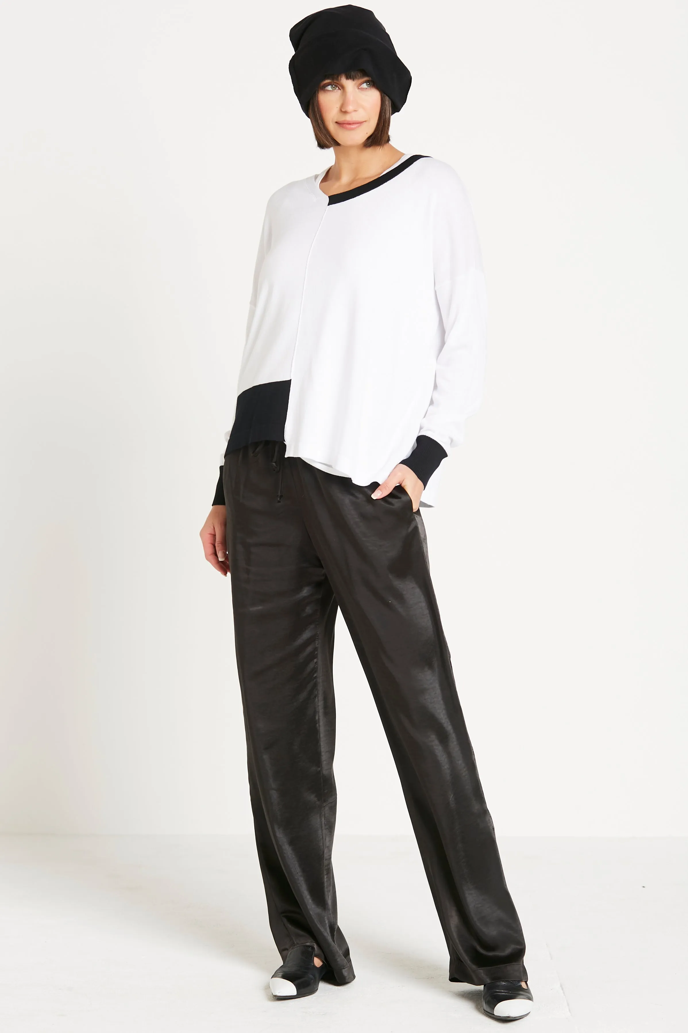 Pima Cotton Half Way V Neck Sweater