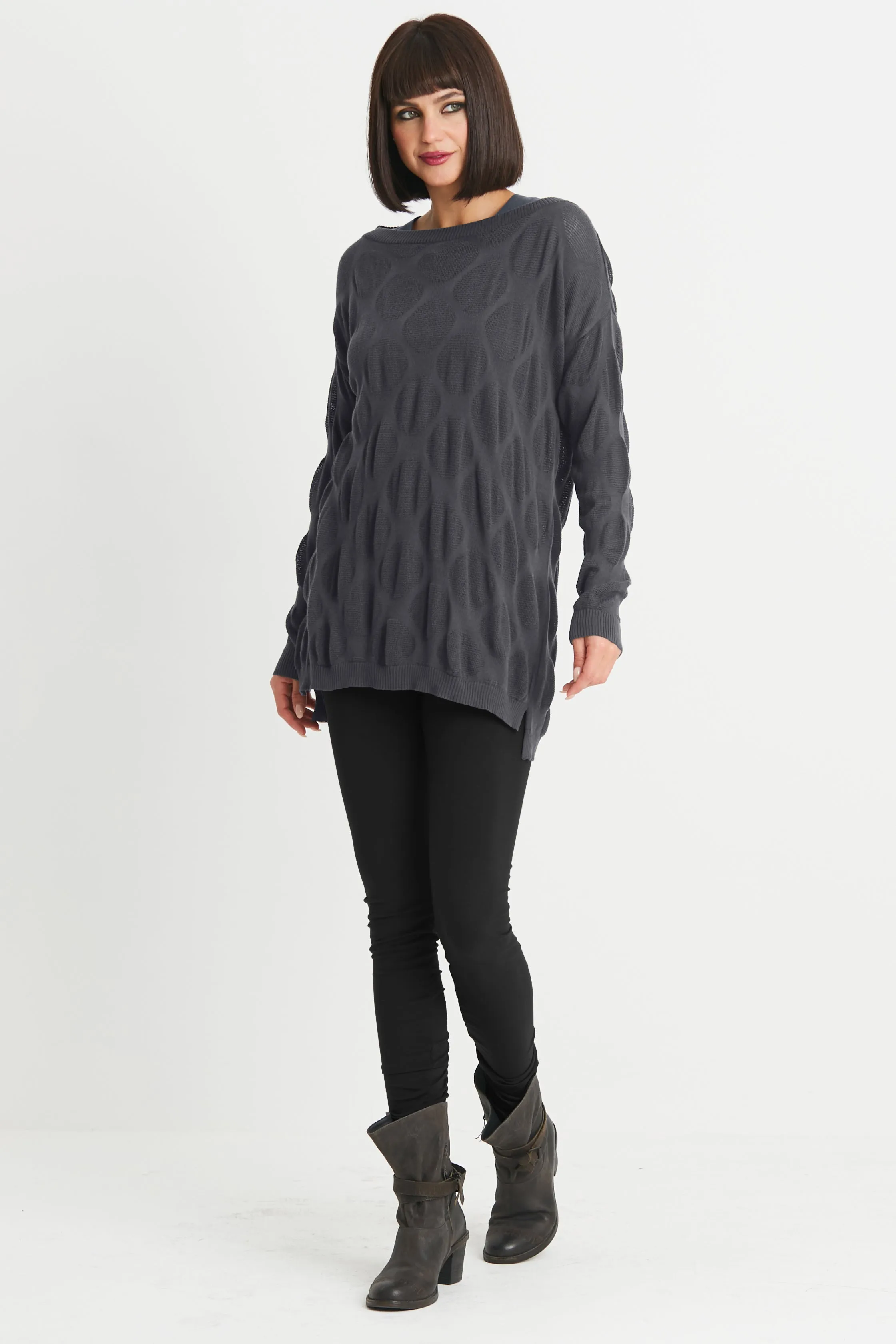 Pima Cotton Jacquard Boatneck Sweater