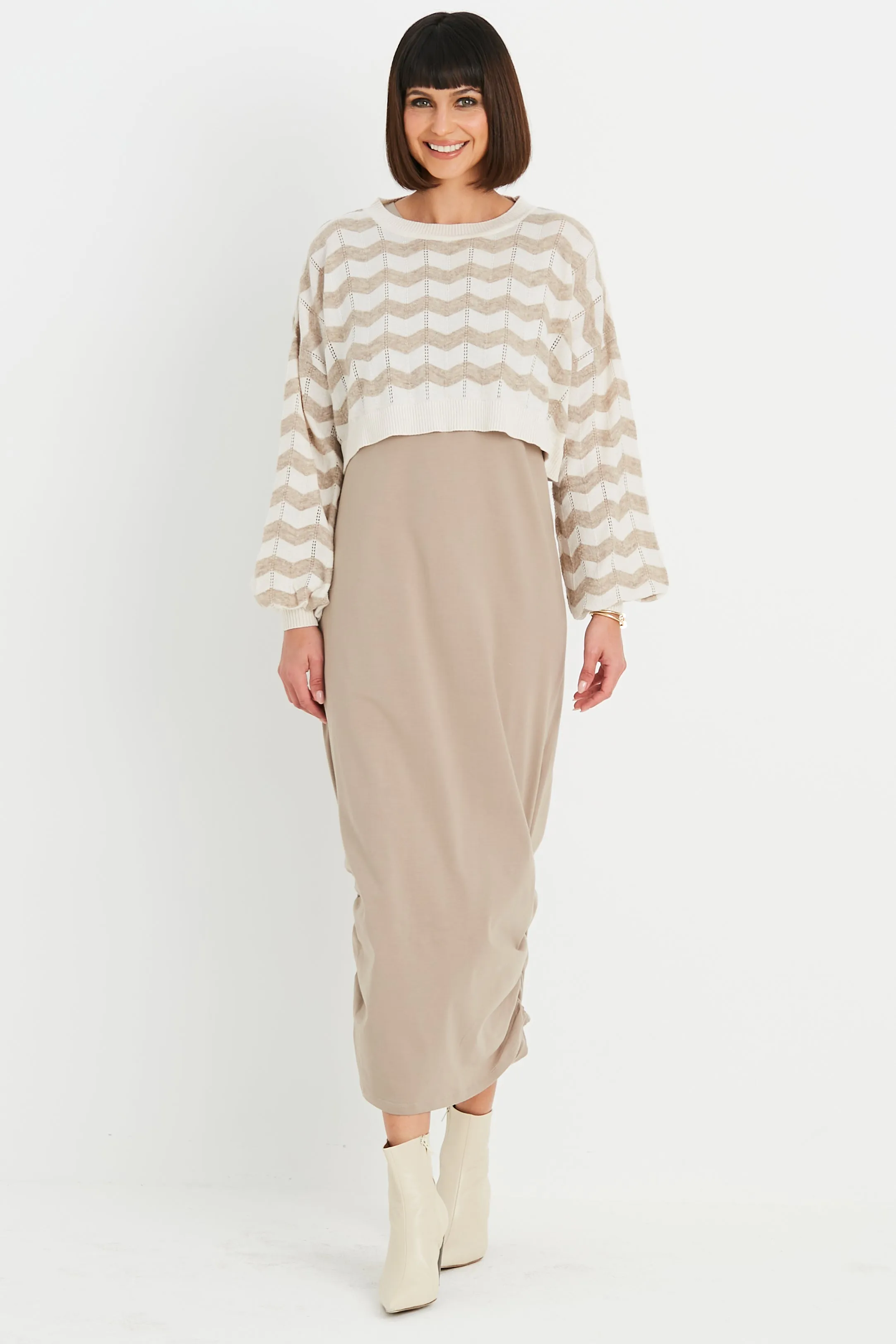 Pima Cotton Mix Mini Zig Zag Crewneck Sweater