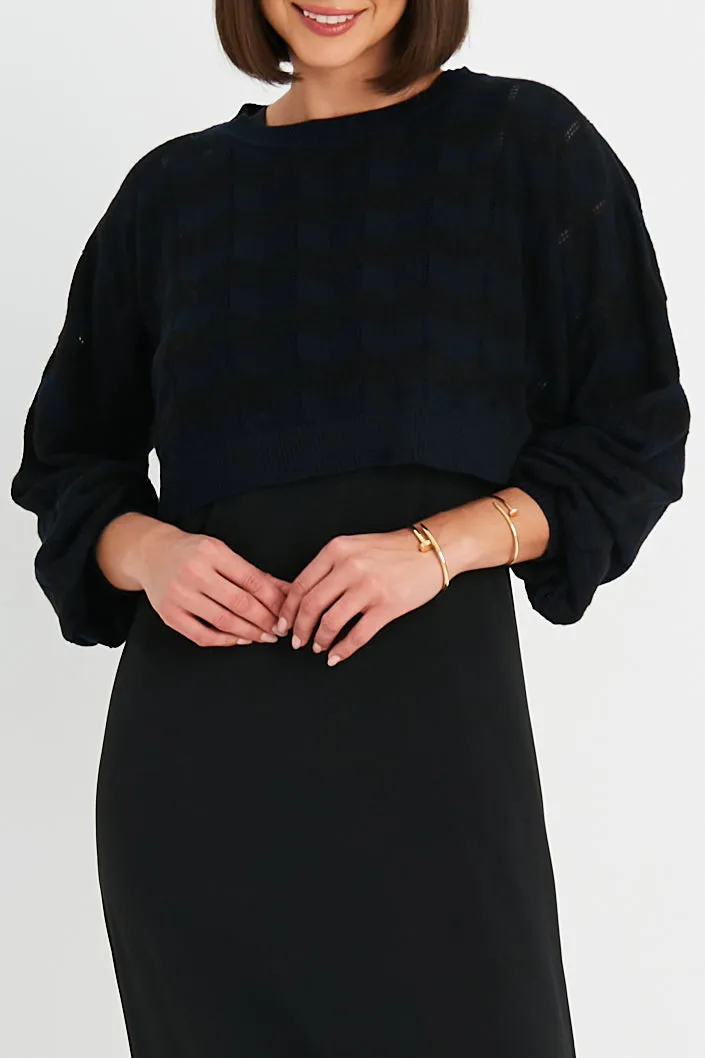 Pima Cotton Mix Mini Zig Zag Crewneck Sweater