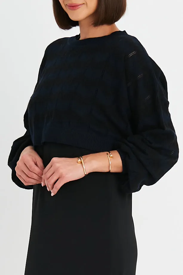 Pima Cotton Mix Mini Zig Zag Crewneck Sweater