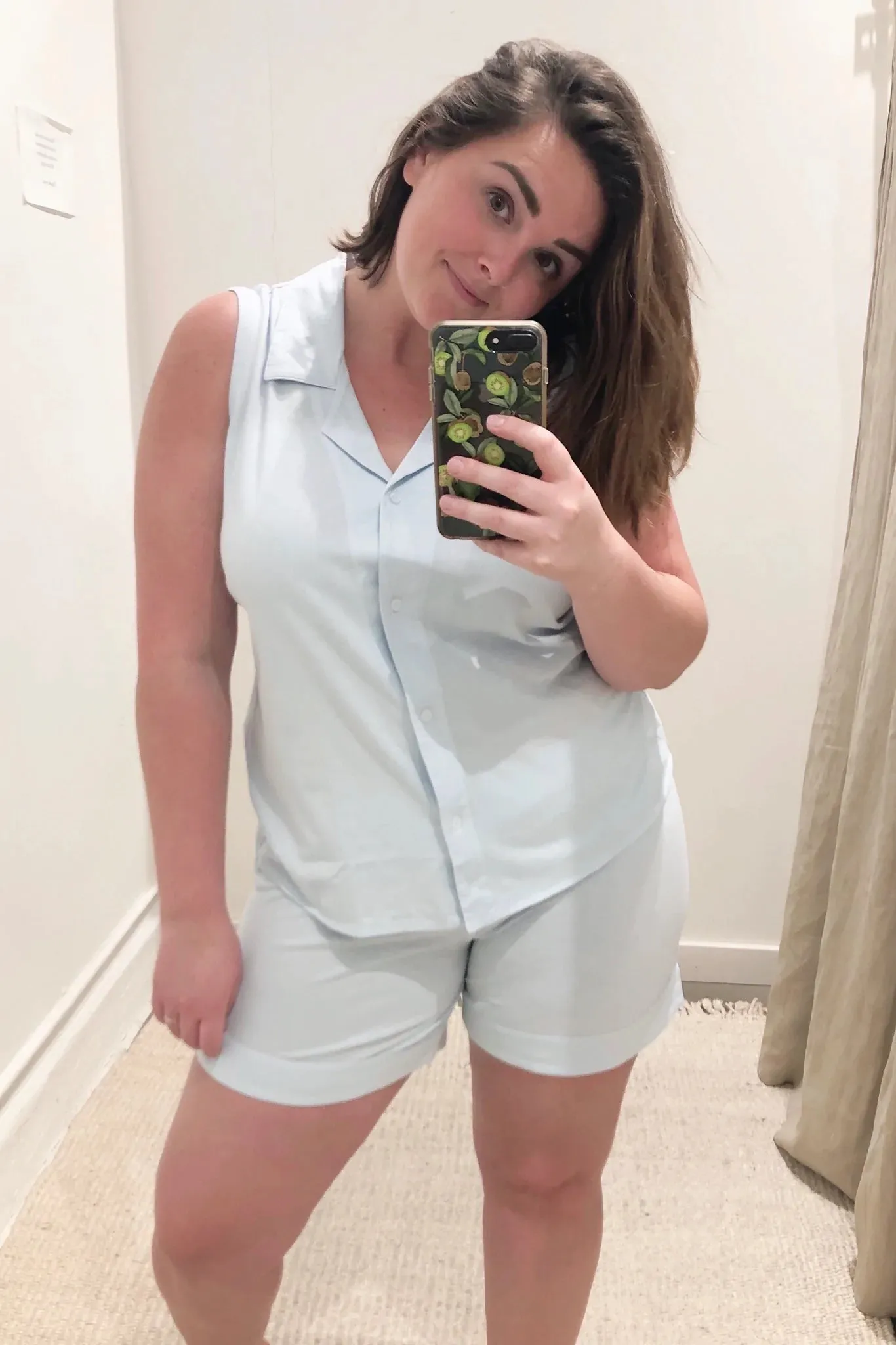 Pima Cotton Notch Collar Sleeveless Pajamas