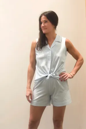 Pima Cotton Notch Collar Sleeveless Pajamas