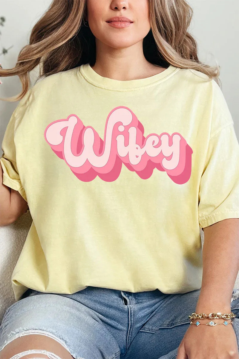 Pink Retro Wifey Comfort Colors Adult Ring-Spun Cotton Tee