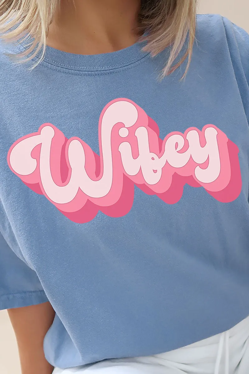 Pink Retro Wifey Comfort Colors Adult Ring-Spun Cotton Tee