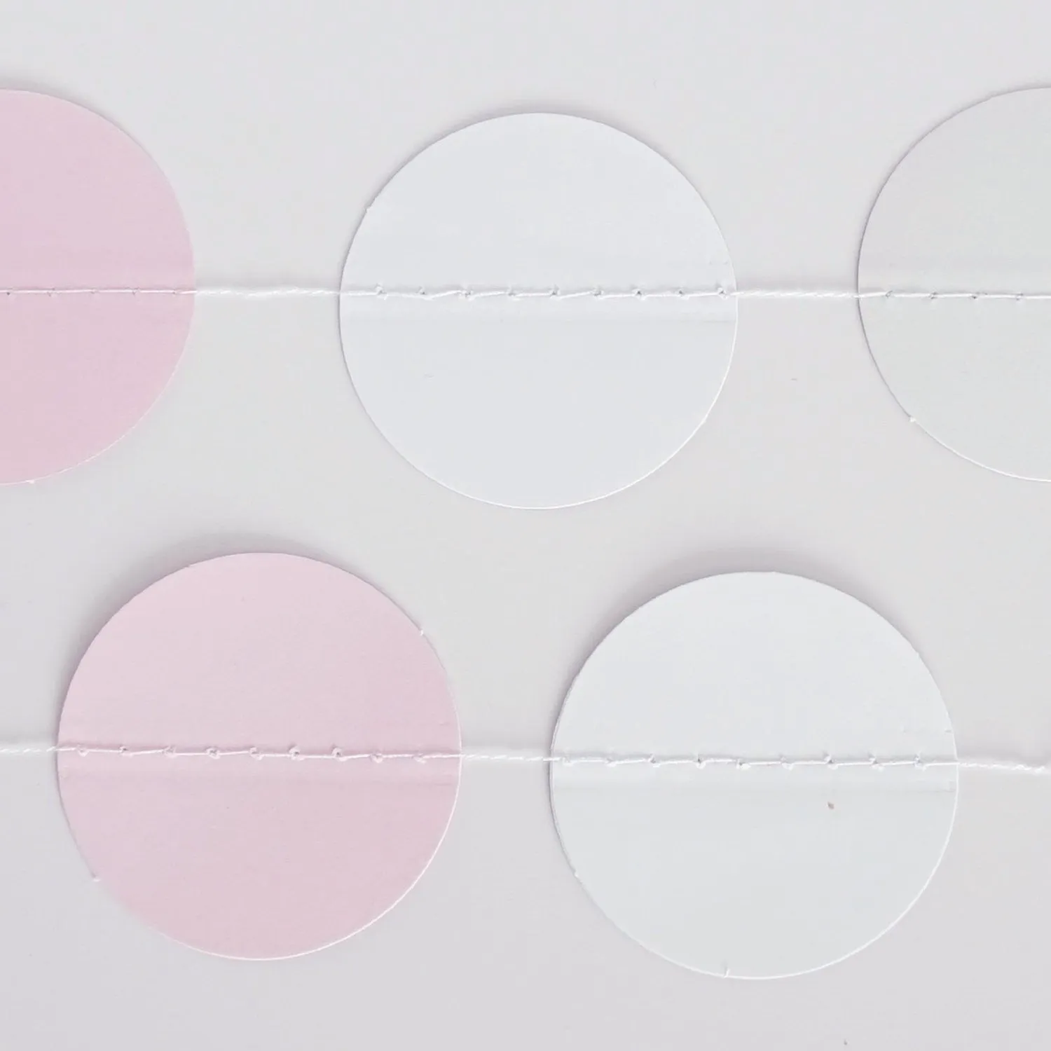 Pink White and Gray Glitter Circle Polka Dots Paper Garland 10 FT Banner Party Decor