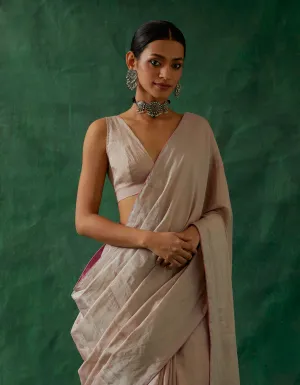 Pink Zari Silk Sleeveless Blouse in Handwoven Fabric