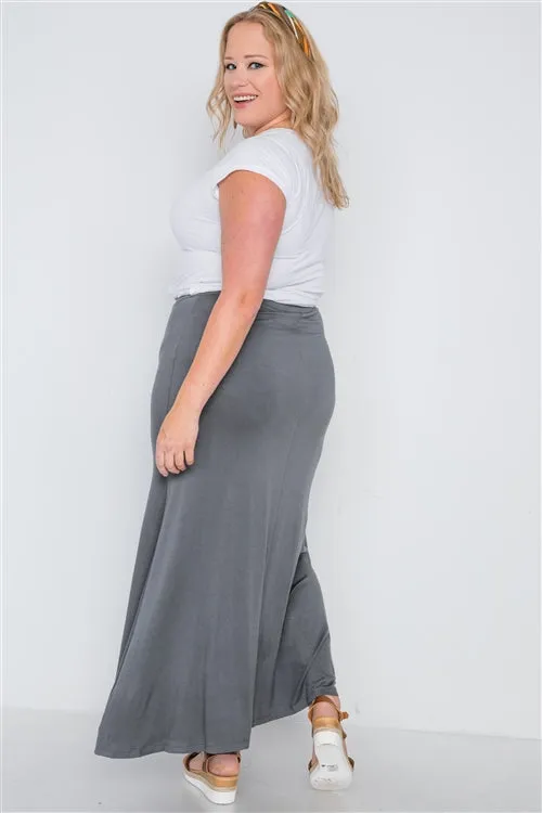 PLUS || Front Slit Maxi Skirt | Charcoal