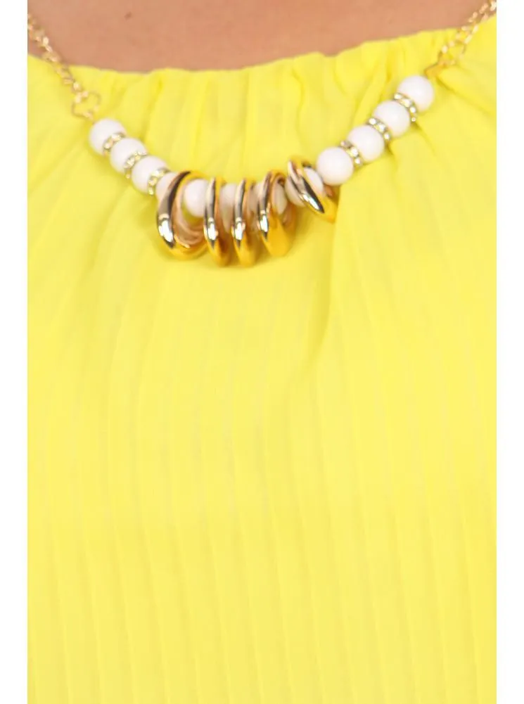 Plus Size Glam Drop Waist Sheer Yellow Blouse