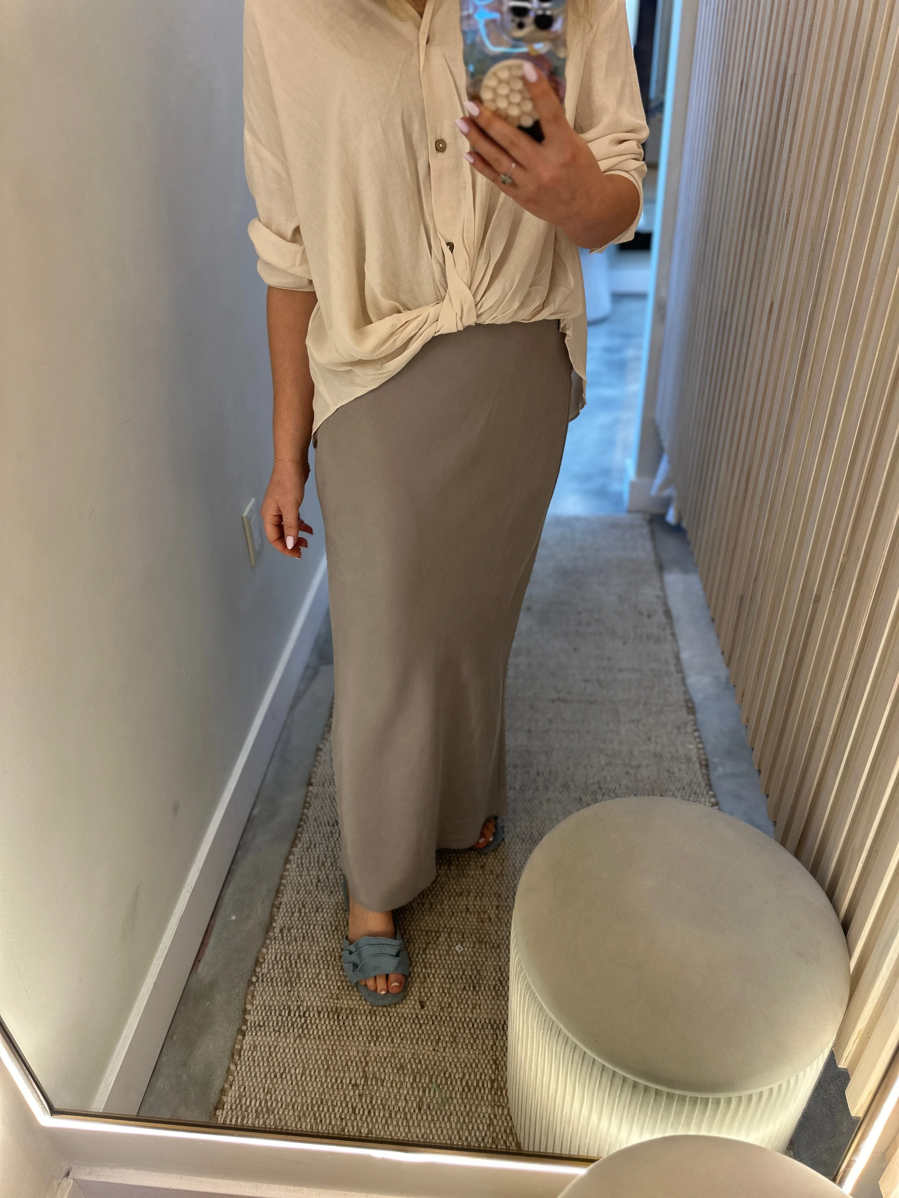 Point Brushed Straight Skirt