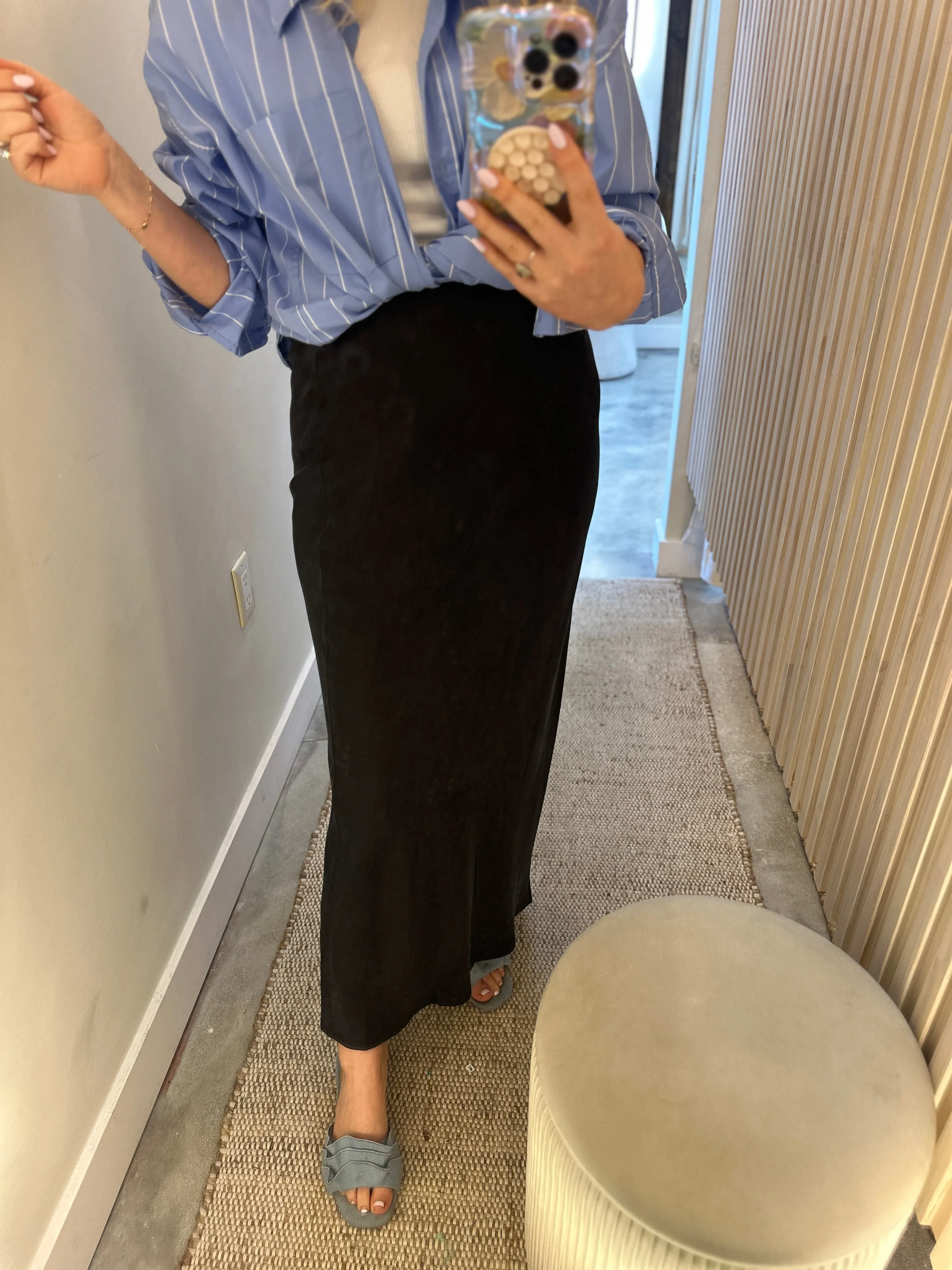 Point Brushed Straight Skirt