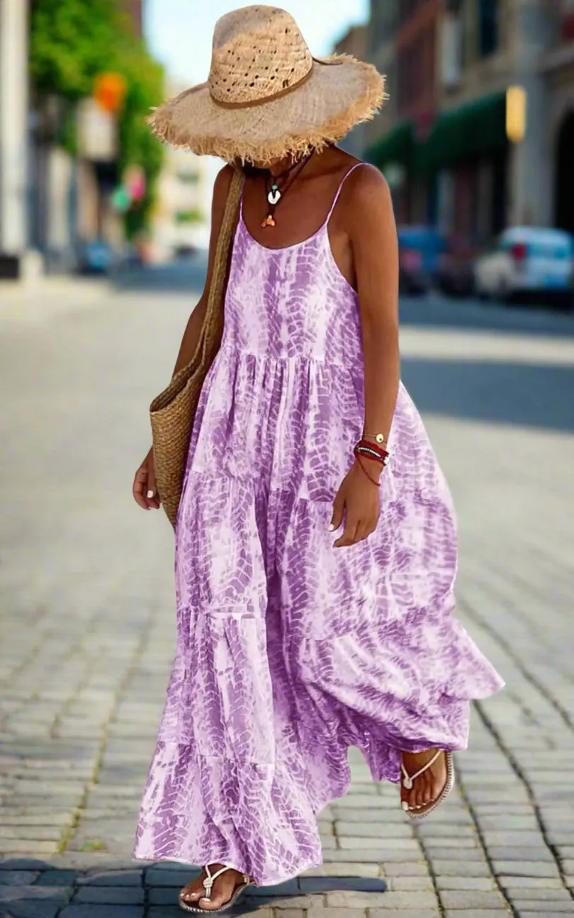 PRETTYGARDEN Women’s Bohemian Summer Dress 2024 Floral Maxi with Pockets & Spaghetti Straps