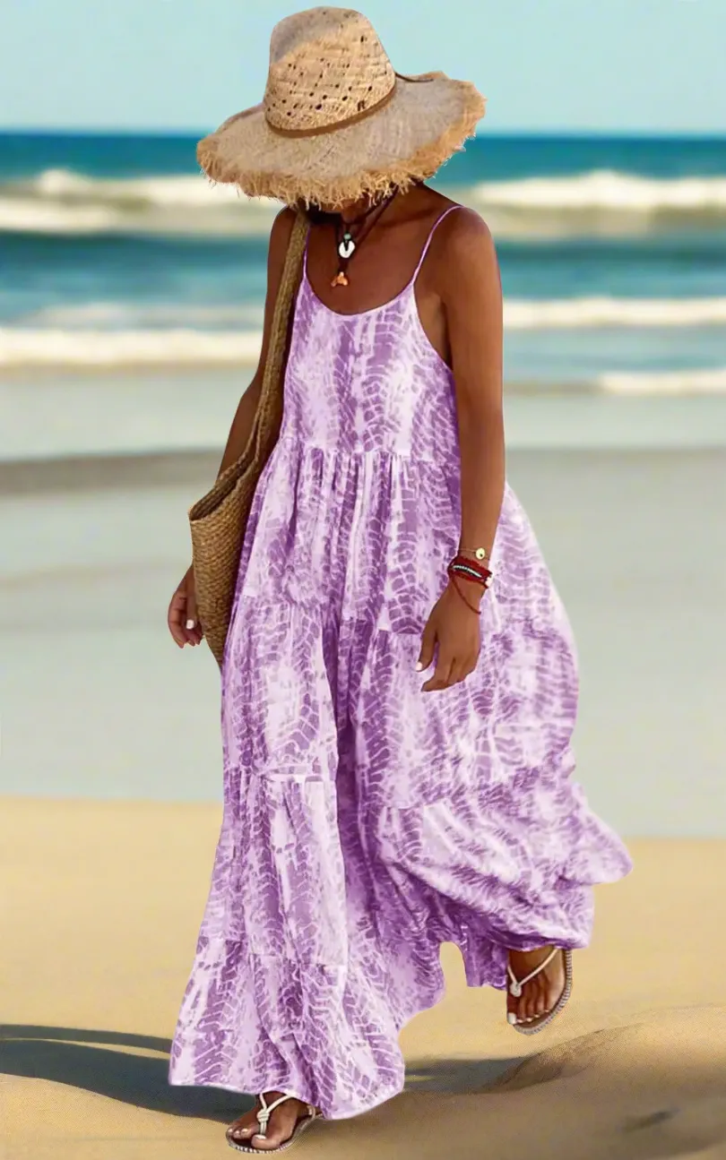 PRETTYGARDEN Women’s Bohemian Summer Dress 2024 Floral Maxi with Pockets & Spaghetti Straps