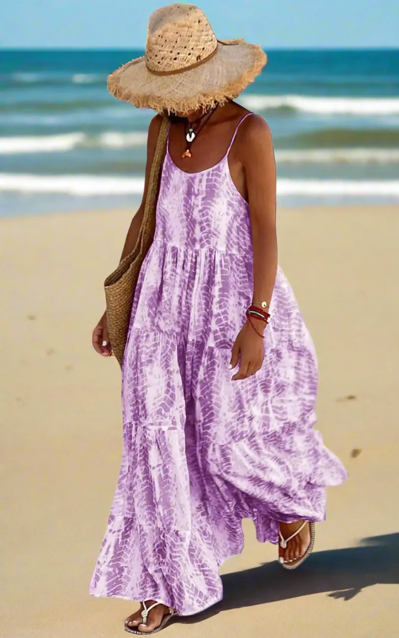 PRETTYGARDEN Women’s Bohemian Summer Dress 2024 Floral Maxi with Pockets & Spaghetti Straps