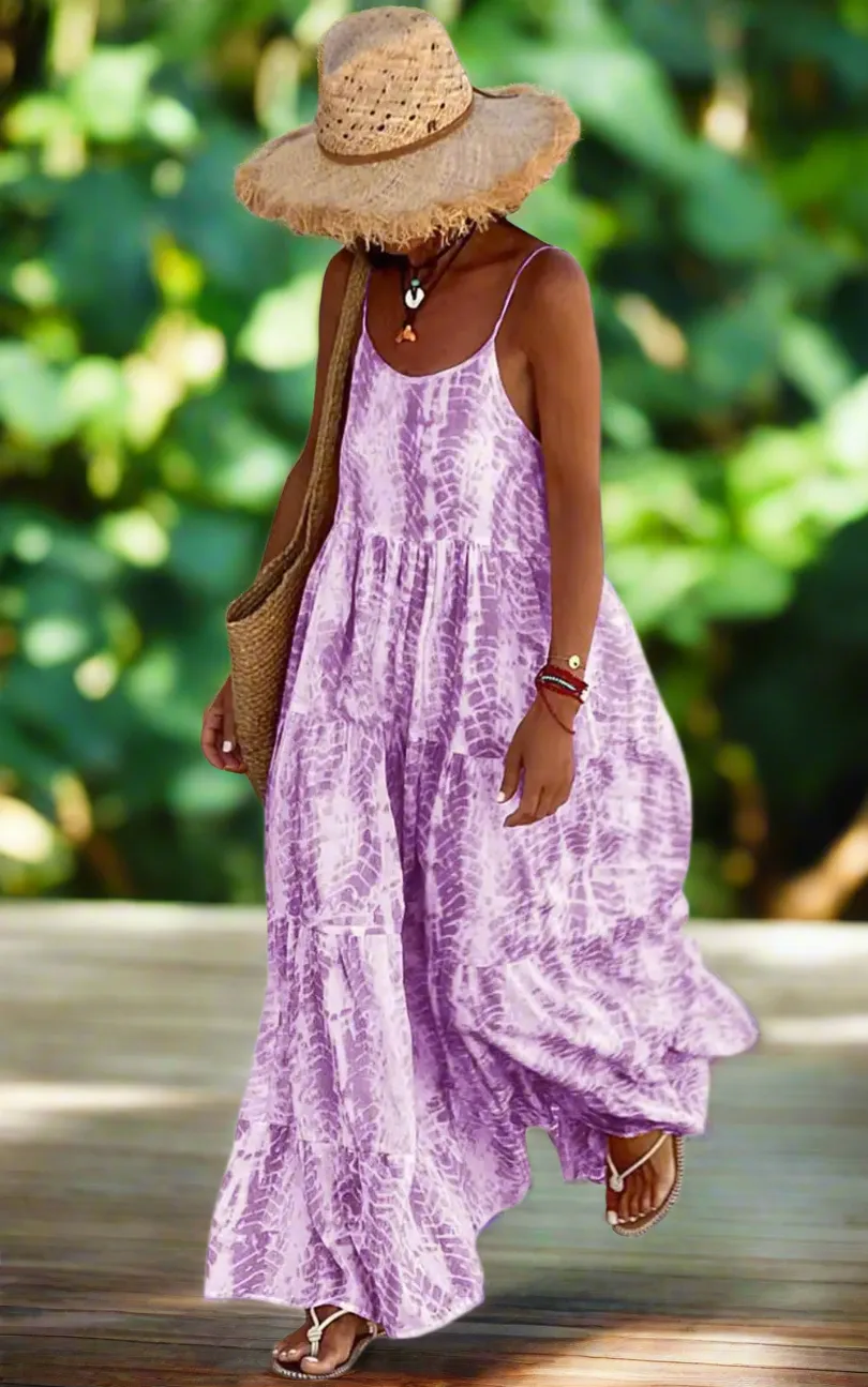 PRETTYGARDEN Women’s Bohemian Summer Dress 2024 Floral Maxi with Pockets & Spaghetti Straps