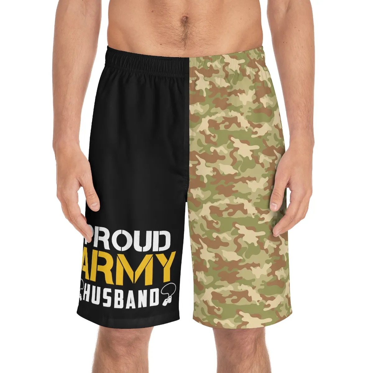 Proud Army Husband Camo Board Shorts