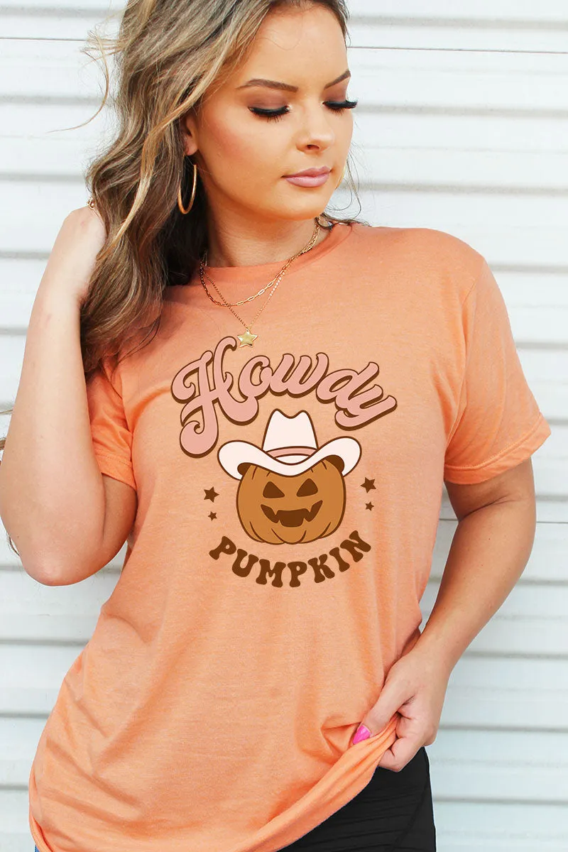 Pumpkin Howdy Cowboy Hat Unisex Blend Tee