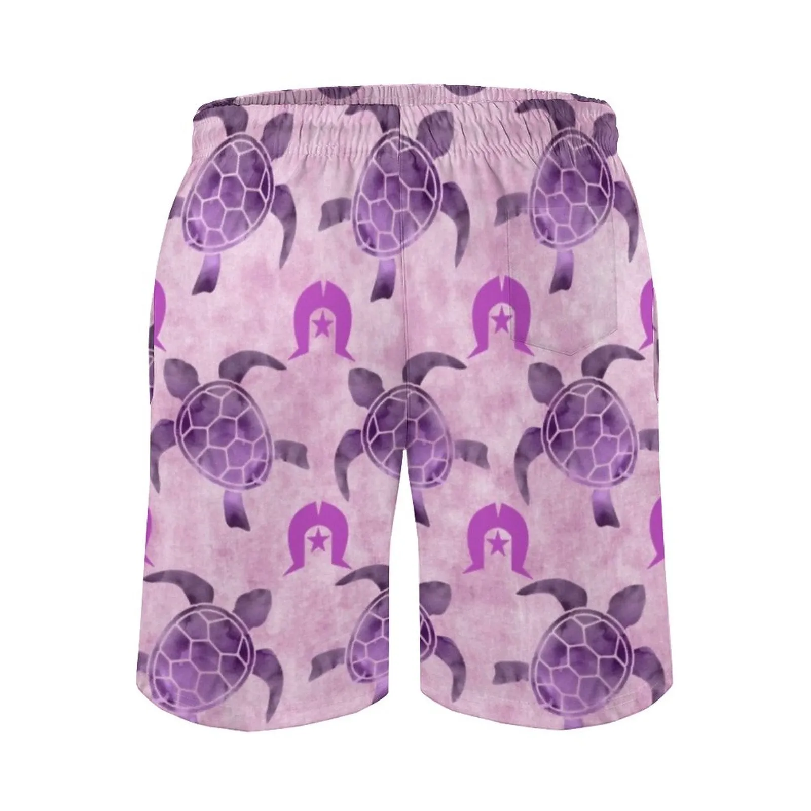 Purple Turtle Pattern on Men's Board Shorts