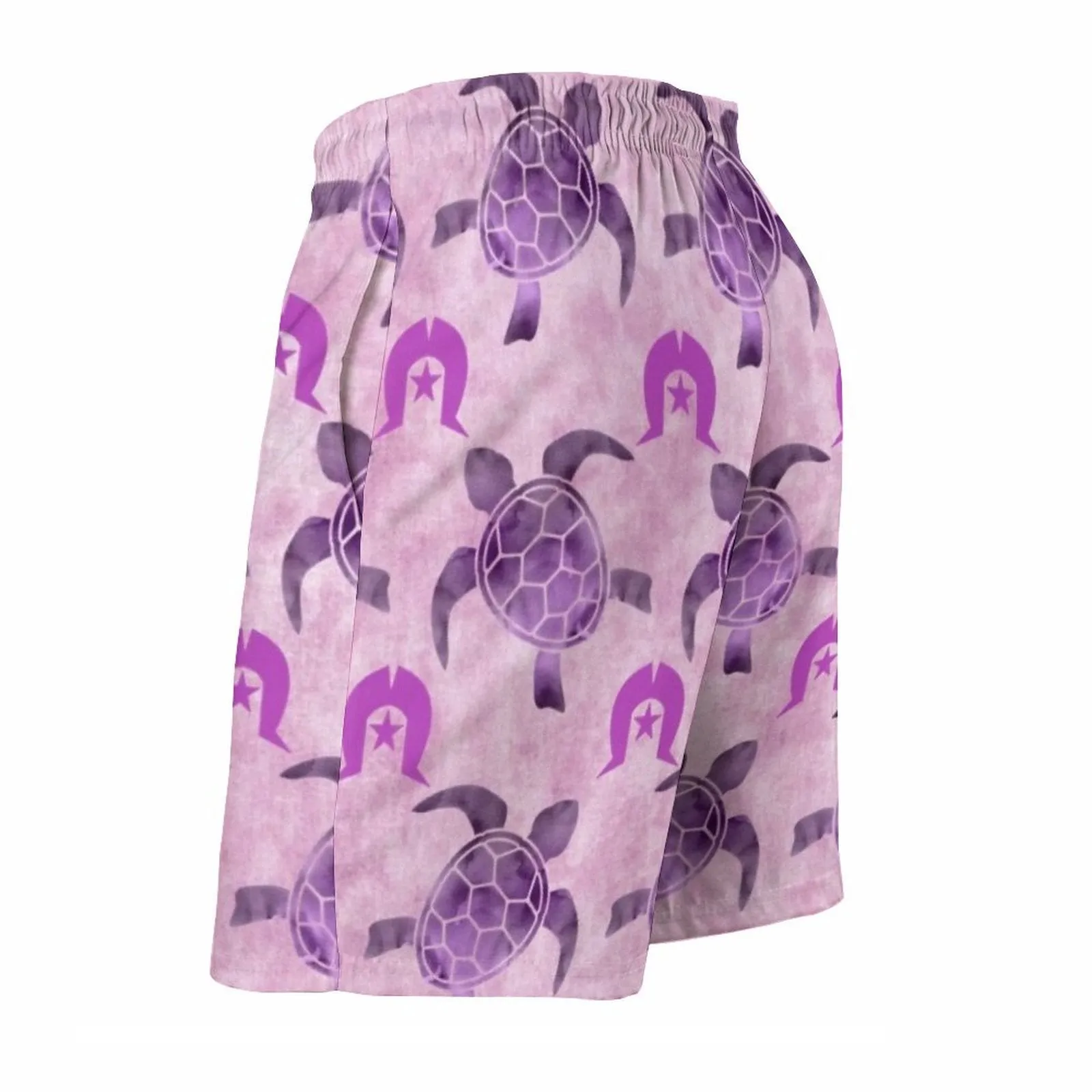 Purple Turtle Pattern on Men's Board Shorts