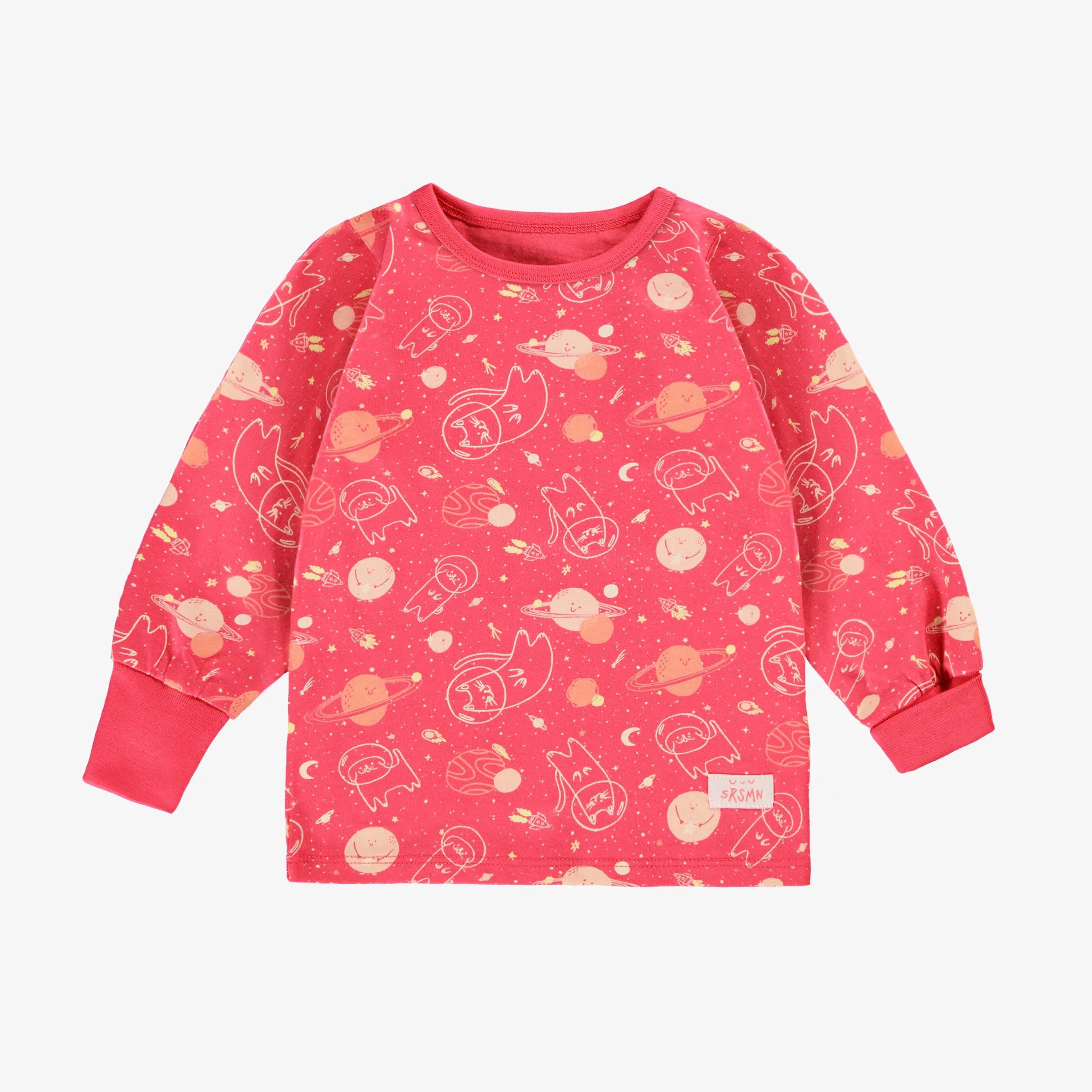 Pyjama deux pièces rose à motifs, bébé || Two piece pink pajamas with all over print, baby