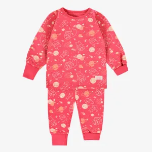 Pyjama deux pièces rose à motifs, bébé || Two piece pink pajamas with all over print, baby
