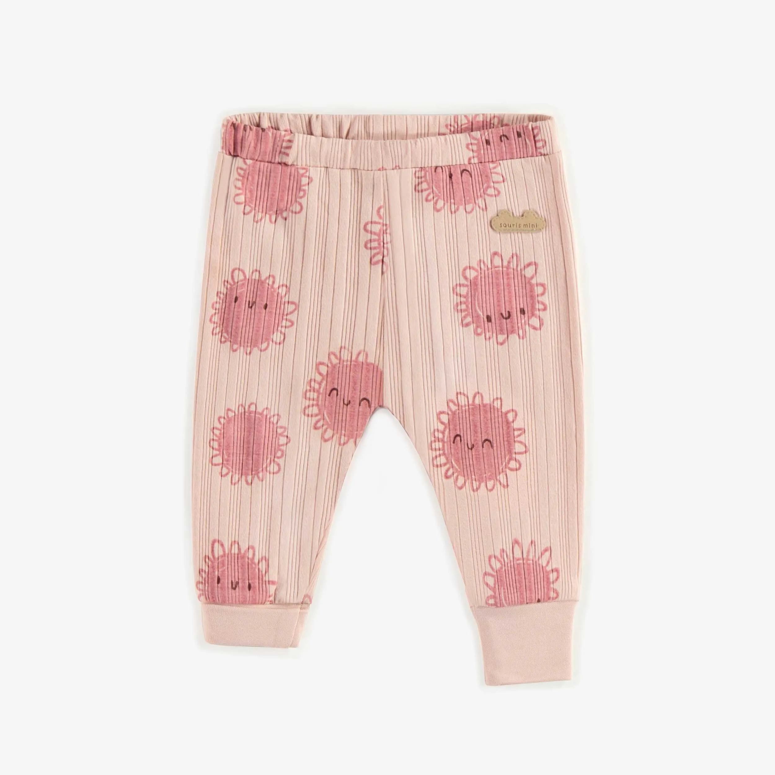 Pyjama deux-pièces rose à motifs coton, naissance || Pink patterned two-piece pajamas in cotton, newborn