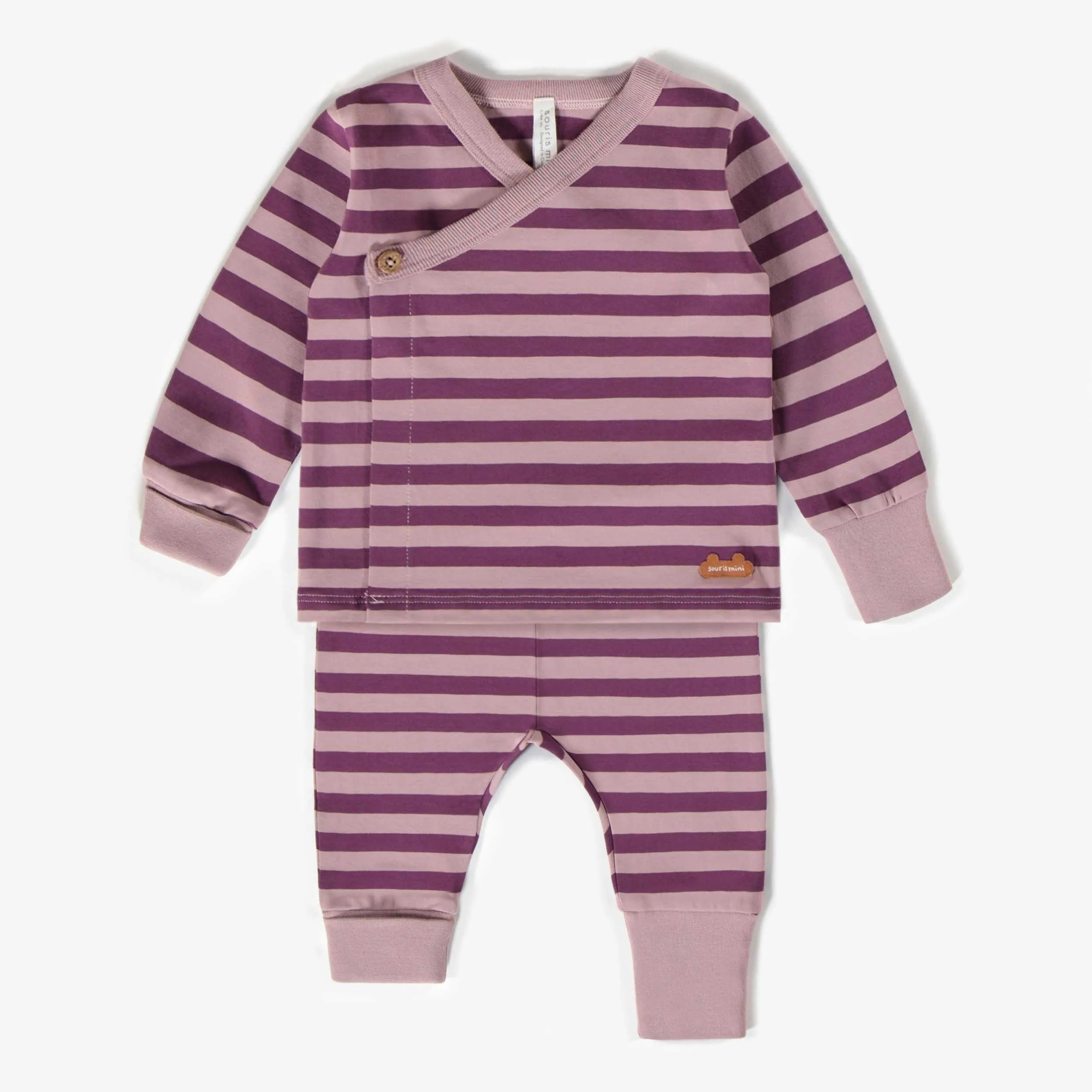 Pyjama deux-pièces évolutif en coton biologique, naissance || Two-pieces pajamas set in organic cotton, newborn