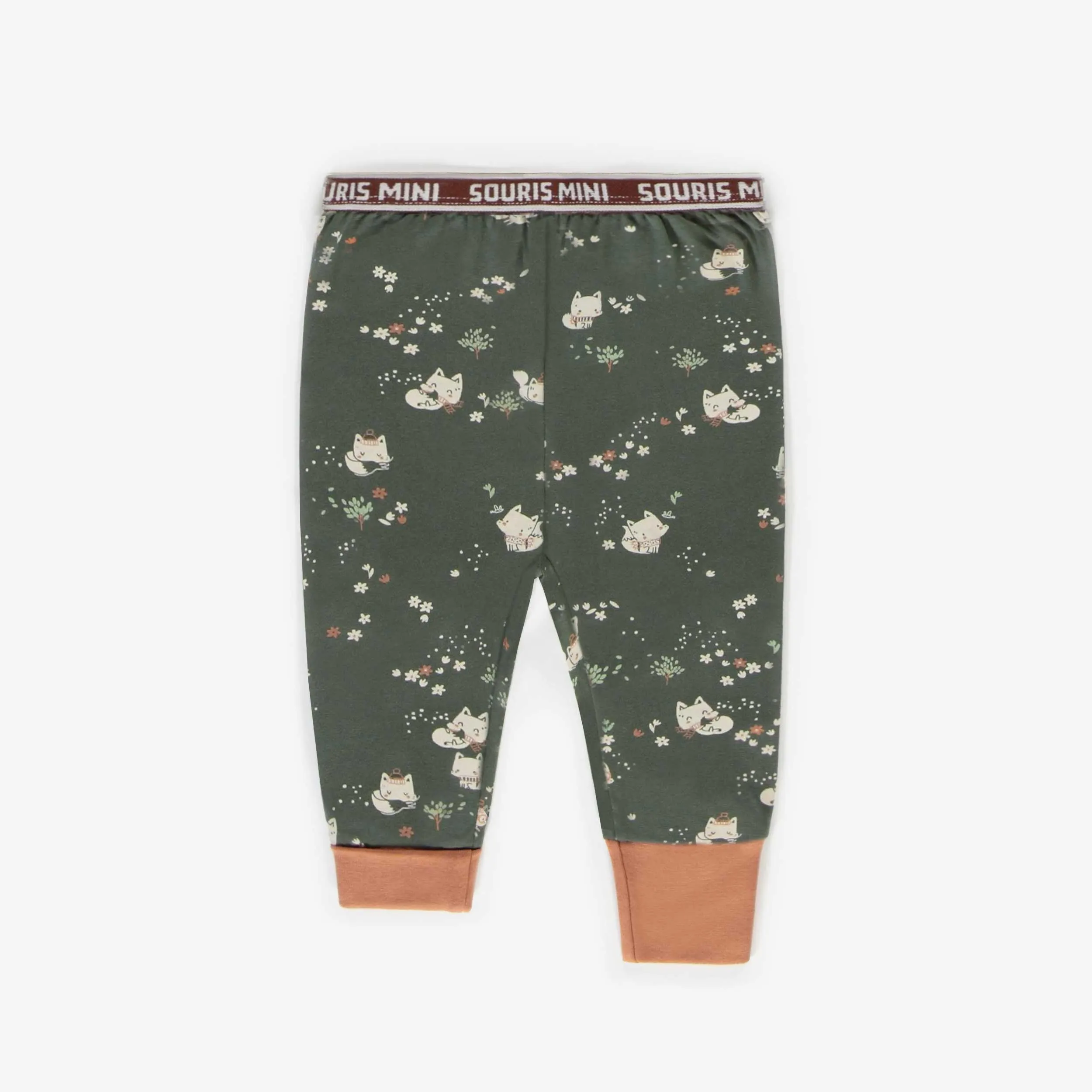 Pyjama évolutif deux-pièces vert en coton, bébé || Green two-piece evolutive pajamas in cotton, baby