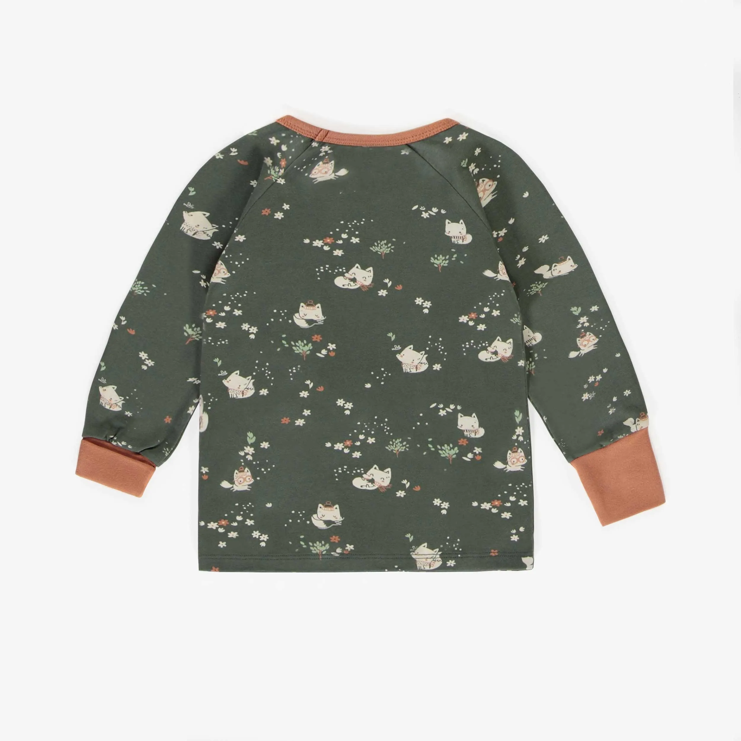 Pyjama évolutif deux-pièces vert en coton, bébé || Green two-piece evolutive pajamas in cotton, baby
