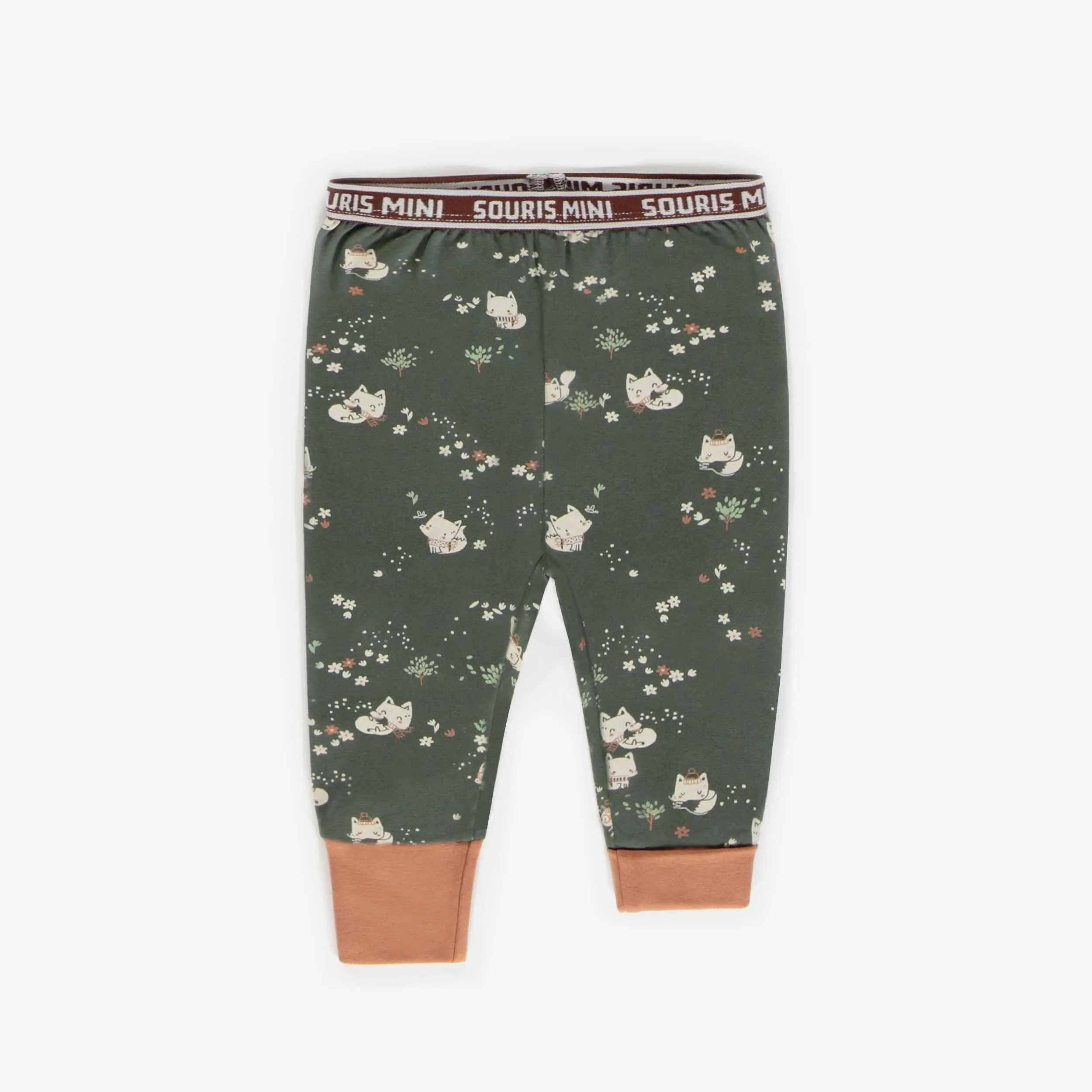 Pyjama évolutif deux-pièces vert en coton, bébé || Green two-piece evolutive pajamas in cotton, baby