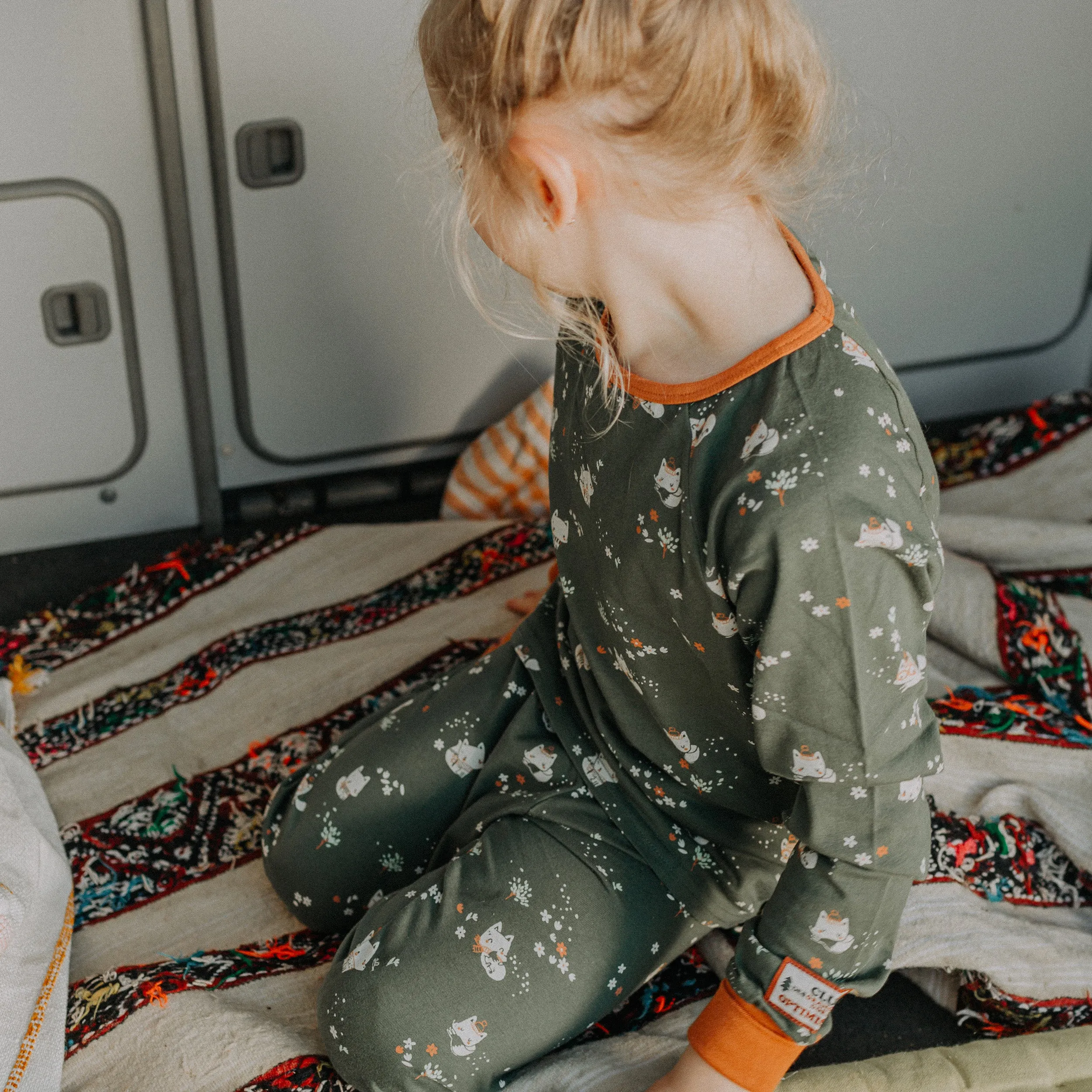 Pyjama évolutif deux-pièces vert en coton, bébé || Green two-piece evolutive pajamas in cotton, baby