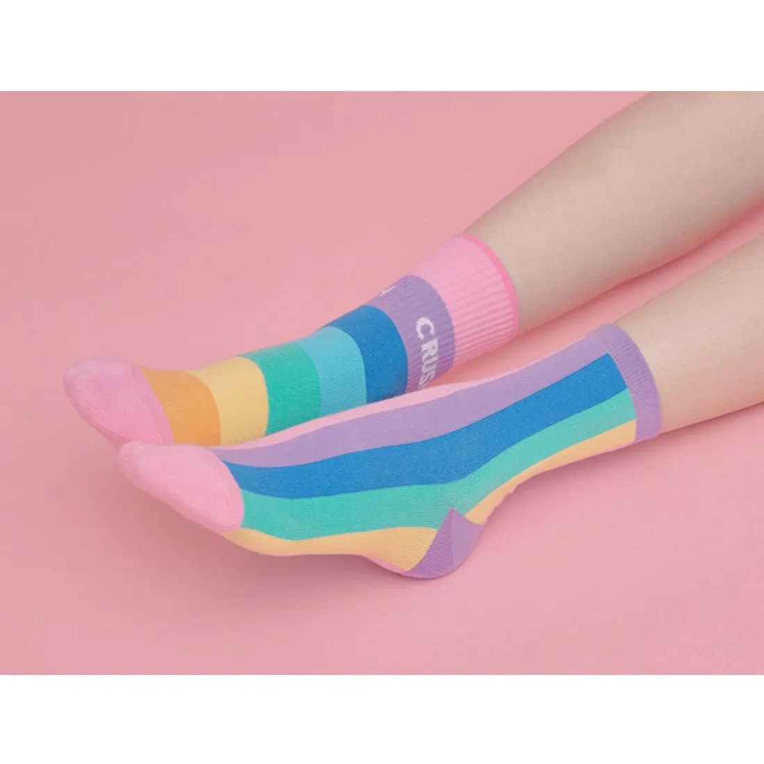 Rainbow Crush Women's Crew Socks [2 Color Shade Options] Size 5-10