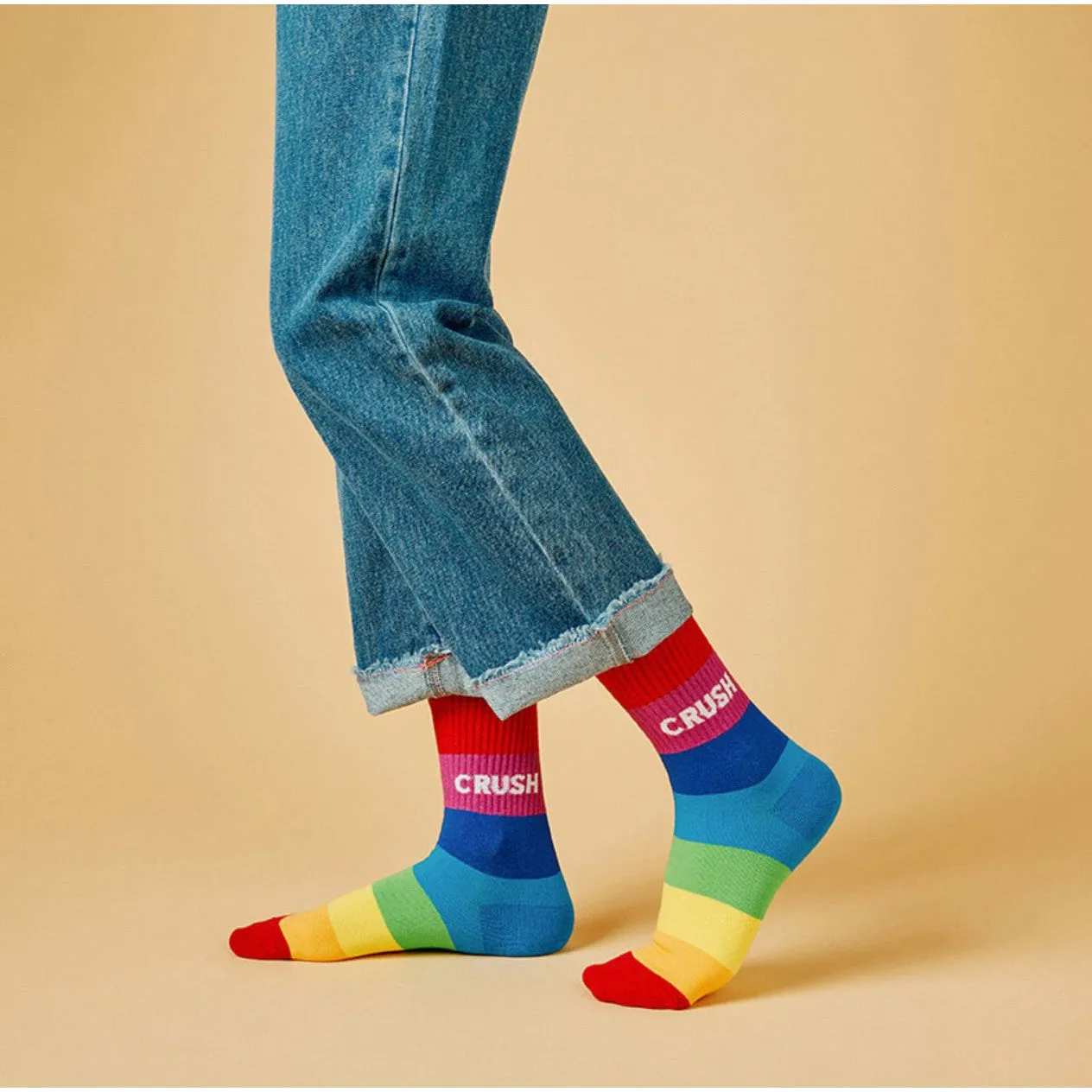 Rainbow Crush Women's Crew Socks [2 Color Shade Options] Size 5-10