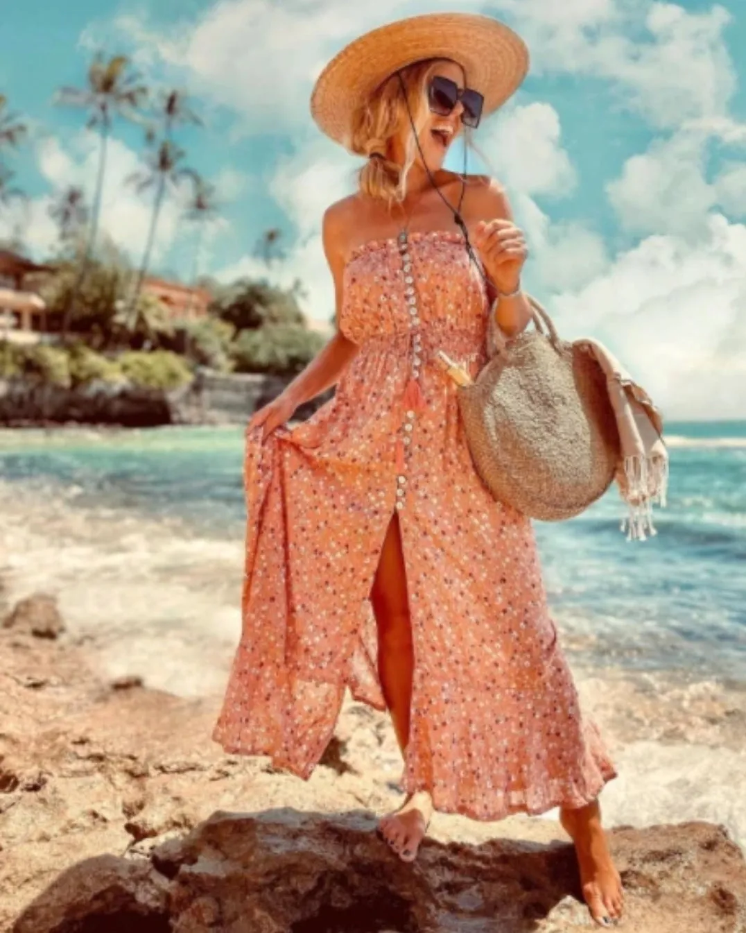 RD-4002-L - Ryden Maxi Dress - Flores Apricot