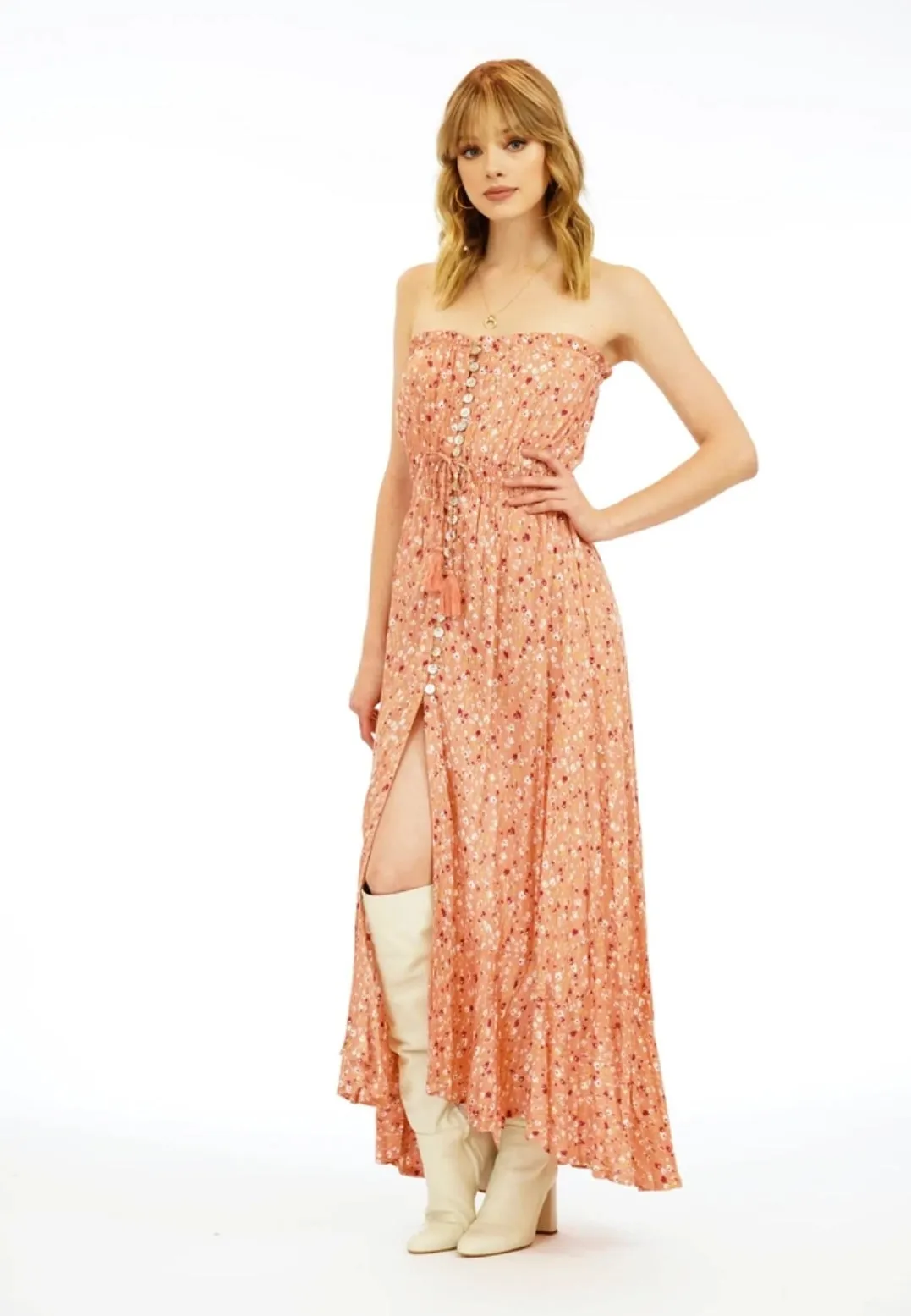 RD-4002-L - Ryden Maxi Dress - Flores Apricot