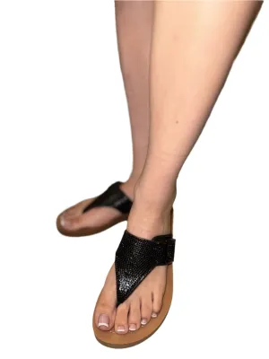 RHINESTONE BUCKLE FLAT SUMMER SANDAL HARI-S
