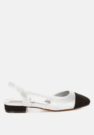Rhinestone-Studded Glitter Flats By RUW