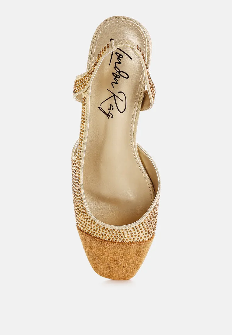 Rhinestone-Studded Glitter Flats By RUW
