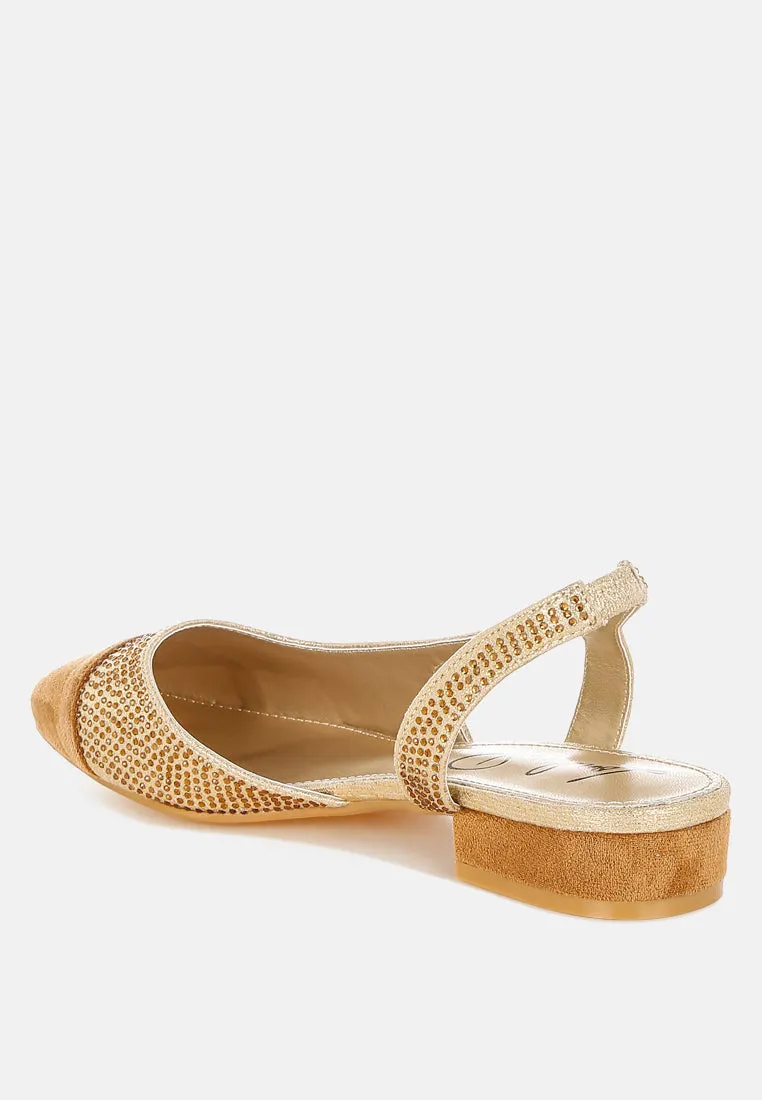 Rhinestone-Studded Glitter Flats By RUW