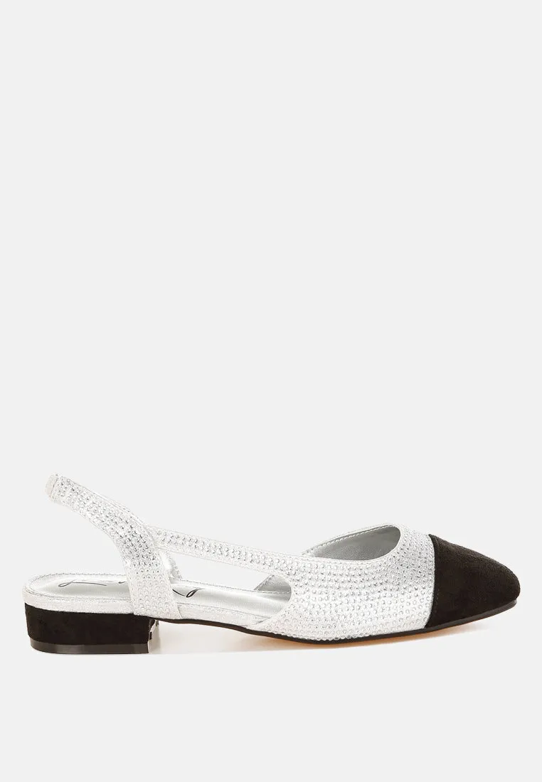 Rhinestone-Studded Glitter Flats By RUW