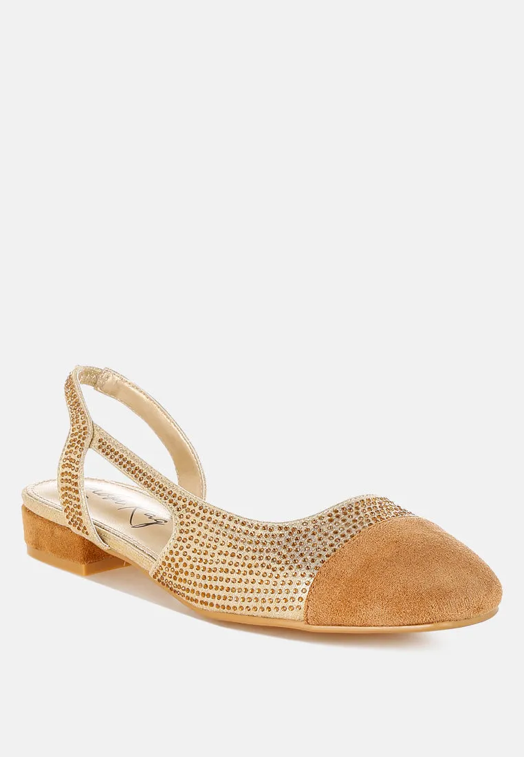 Rhinestone-Studded Glitter Flats By RUW