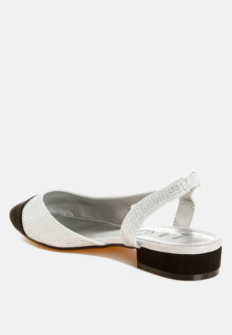Rhinestone-Studded Glitter Flats By RUW