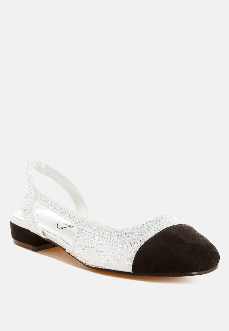 Rhinestone-Studded Glitter Flats By RUW