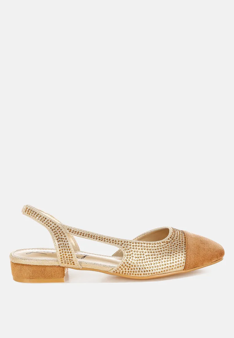 Rhinestone-Studded Glitter Flats By RUW