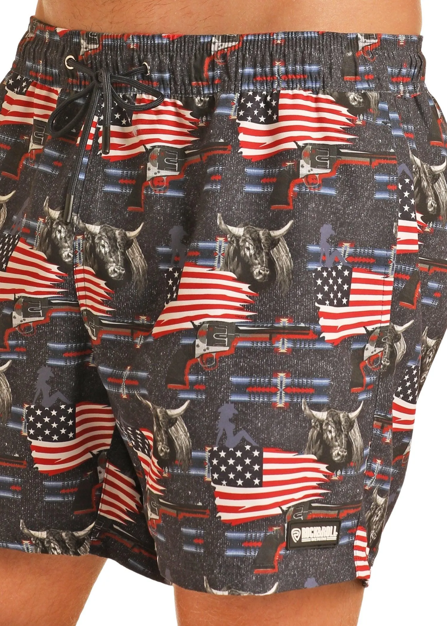 Rock and Roll Cowboy Men's American Flag Swim Board Shorts BM68W04352