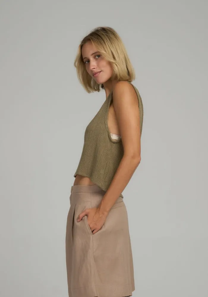 Roma Mesh Singlet Khaki